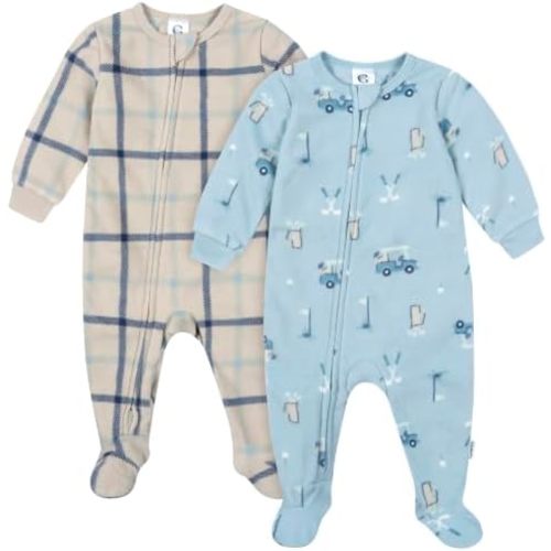 Gerber Baby Boys 2-Pack Flame Resistant Fleece Footed Pajamas