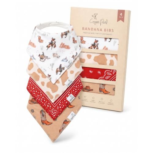Copper Pearl Baby Bibs 4 Pack, Bandana Drool Bibs for Baby Girl & Boy, Soft Cotton Bibs for Drooling and Teething