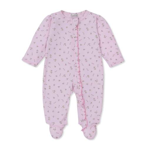 Garden Roses Pink Ruffle Zip Footie