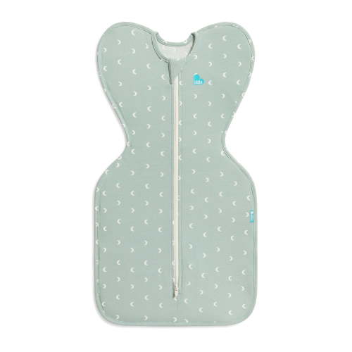 Love to Dream Swaddle Up Cotton 1.0 TOG Baby Sleep Sack, Arms Up Design, Twin Zipper, New Born 5-8.5 lbs, Olive Moon