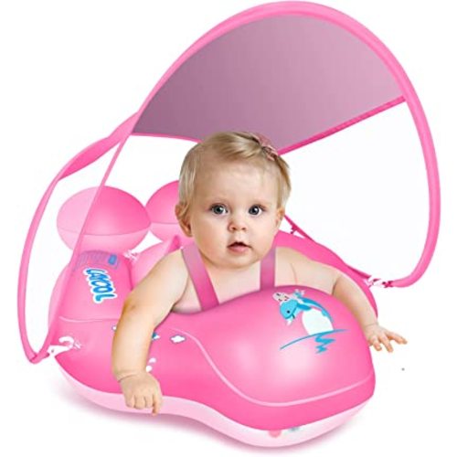 LAYCOL Baby Swimming Float with UPF50+ Sun Canopy Baby Floats for Pool No Flip Overbaby Pool for Baby Age of 3-36 Months