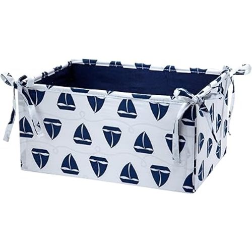 Nautica Kids Separates Sailboats/Rope Print Nursery Storage, Navy/White