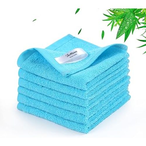 Baby Washcloths 6 Pack, 10x10 inch Heavenly Soft Blue Wash Cloths for Face and Body, Gentle & Safe Face Towels on Sensitive Skin, Baby Essentials Shower Gifts for Boy Infant Kid Toddler Children
