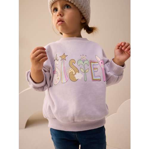 Lilac Purple Sister Crew Neck Sweatshirt (3mths-7yrs)