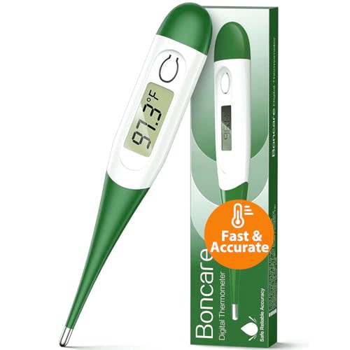Boncare 10 Seconds Oral Thermometer for Adults and Kids - Accurate & Safe Rectal Thermometer for Baby with Fever Alarm, Digital Thermometer (Dark Green)