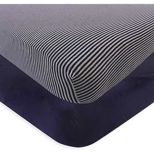 Touched by Nature Unisex Baby and Toddler Organic Cotton Crib Sheet, Navy Heather Gray, One Size
