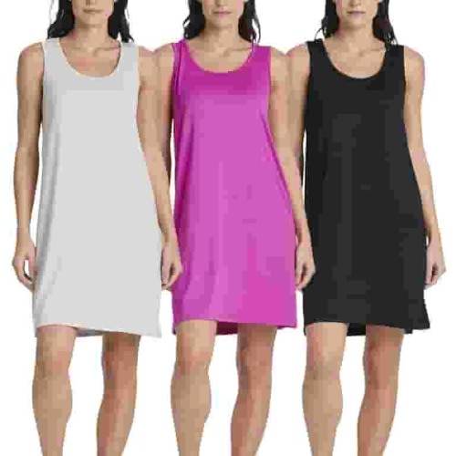 3 Pack: Women's Scoop Neck Sleeveless Nightgown Sleep Dress Nightshirt (Available In Plus)