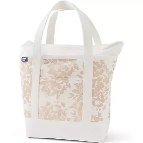 Medium Print 5 Pocket Zip Top Tote Bag