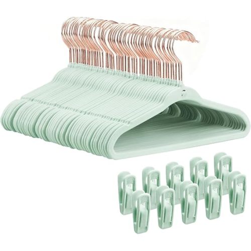 Baby Hangers, Newborn Hangers with Clips, 11 Inch, Green, 50 Pack