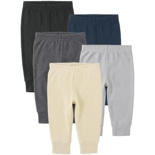 5 Pack Unisex Baby Pants Infant Toddler Baby Waffle Joggers Thermal Pants