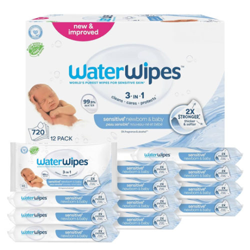WaterWipes Sensitive+ Newborn & Baby Wipes 720 Count (12 Packs) : Baby