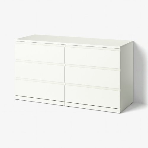 STORKLINTA 6-drawer dresser - white/anchor/unlock function 55 1/8x18 7/8x29 1/2 "