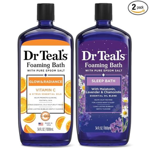 Dr Teal's Foaming Bath with Pure Epsom Salt, Vitamin C & Sleep Blend, 34 fl oz (Pack of 2)