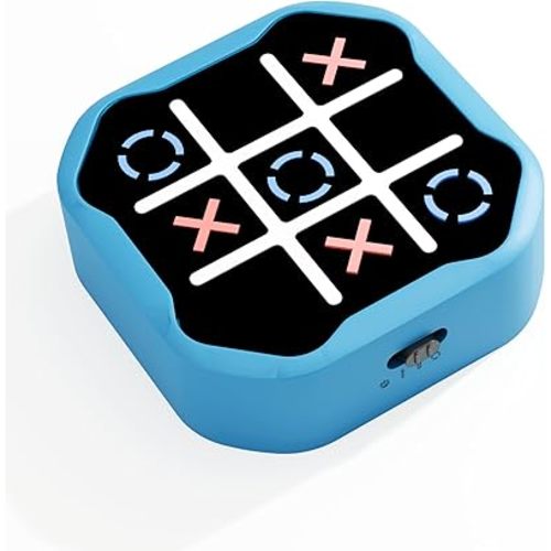 3 in 1 Electronic Tic Tac Toe Game, Handheld Digital Tic Tac Toe Bolt Game with Silent Mode, Portable Learing Toy Gift for Kids & Adults, Blue