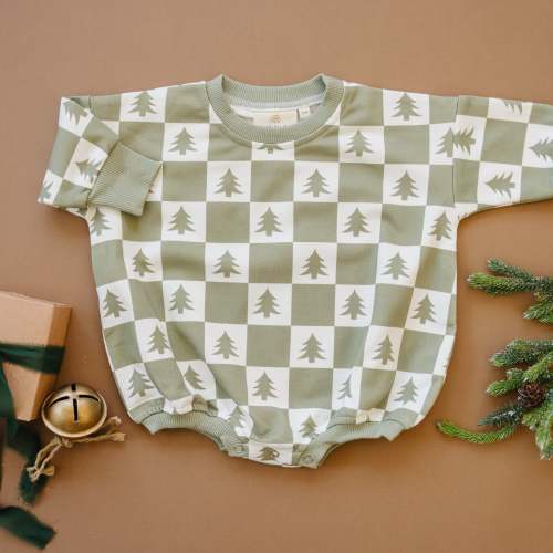 Checkered Christmas Tree Sweatshirt Romper – The Rocking Horse Co.