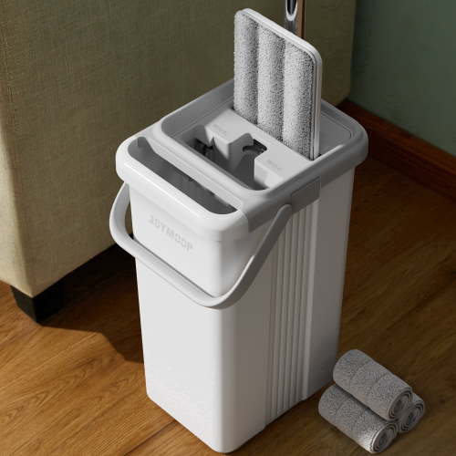 JOYMOOP Mop and Bucket with Wringer Set for Home, Flat Mop and Bucket System, Mops for Floor Cleaning and Wall Cleaner, with 3 Reusable Microfiber Mop Pads
