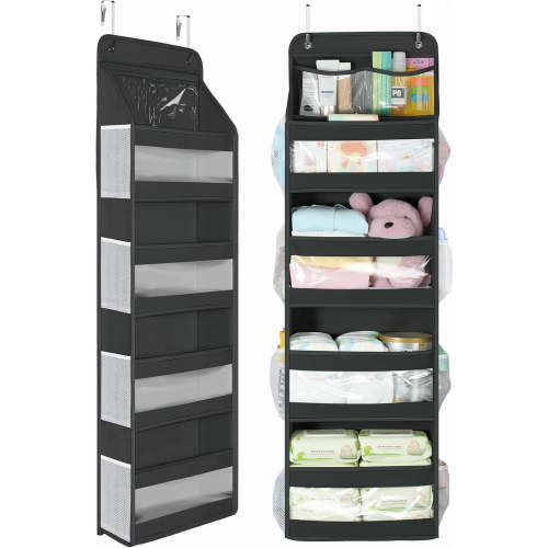 Door Organizer, LAZYSPIN Over The Door Hanging Storage for Bedroom Dorm 1 Pack, Black