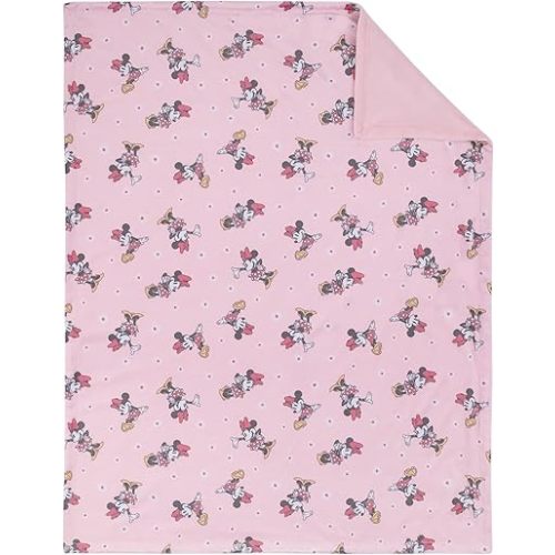 Deluxe Minnie Mouse Reversible Baby Blanket, Pink & White by NoJo