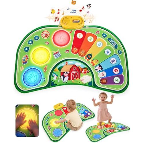 hahaland Baby Toys Musical Play Mat for Babies 6-12 Months, Baby Piano Drum