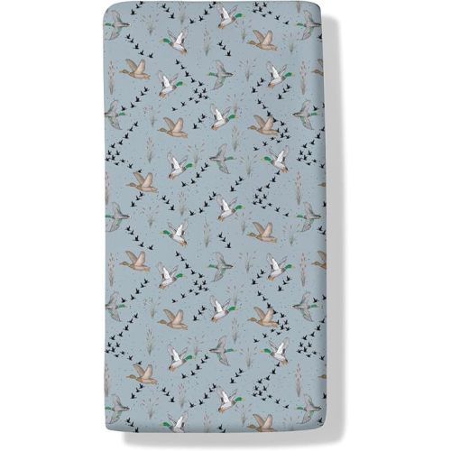 Watercolor Mallard Ducks Baby Crib Sheets Vintage Duck Reeds Baby Sheet Hunting Duck Season Fitted Crib Mattress Cover for Standard Crib and Toddler Mattress 28"x52"