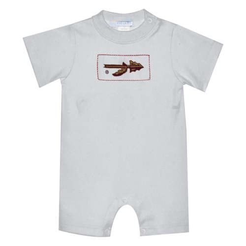 Florida State Seminoles Smocked White Knit Short Sleeve Boys Romper