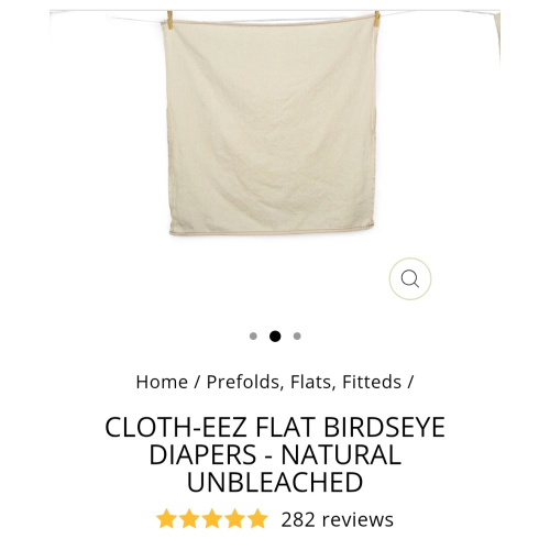 6 pack Cloth-eez - Natural Unbleached Flat Birdseye Diapers