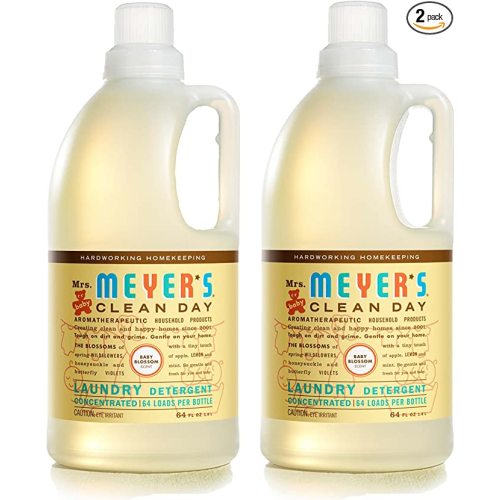 Mrs. Meyer's Baby Laundry Detergent Liquid, Infused with Essential Oils, Baby Blossom, 64oz - Pack of 2 (128 Loads) - 2 Pack
