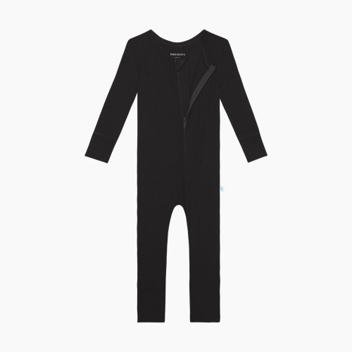 Posh Peanut Convertible One Piece - Solid Ribbed -Black, 6-9 Months