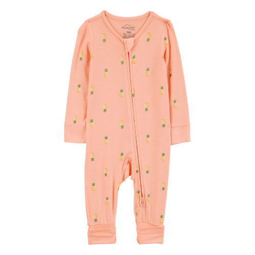 Baby Pineapple Print 2-Way Zip PurelySoft Convertible Foot Sleep & Play Pajamas - Coral - Carter's | Carter's