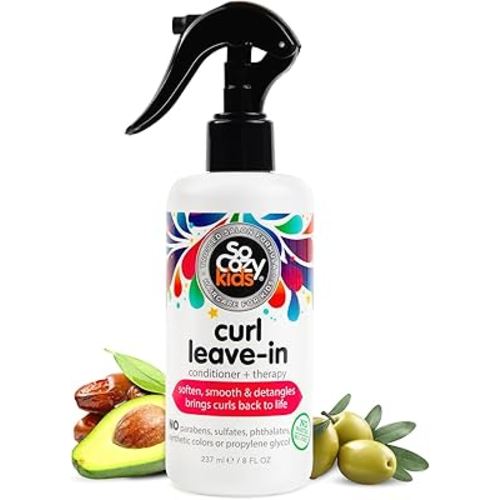 So Cozy Leave In Conditioner Spray (8 Fl Oz) Paraben-Free Detangler for Kids' Curly Hair, Deep Conditioner & Tangle-Free Curls, Gentle & Nourishing with Keratin, Vitamin B5, Olive Oil & Jojoba Oil
