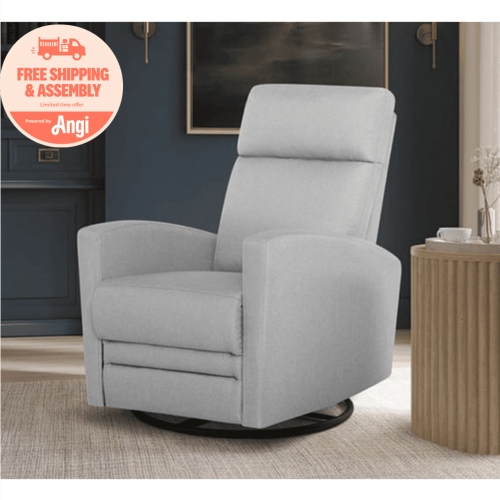 Dream On Me Chatham Nursery Glider Recliner and Rocking Chair in Gray, 360° Swivel Motion, Smooth Rocking Motions, FSC and Greenguard Gold Certified