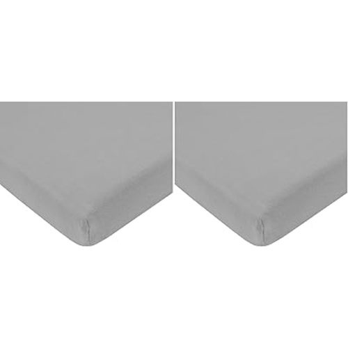 American Baby Company 100% Natural Cotton Fitted Mini Crib Sheet 38" x 24" - Soft & Breathable Small Nesting Portable Crib Sheet, Fits Pack N Play Mattresses, Ash Gray, for Boys & Girls (Pack of 2)