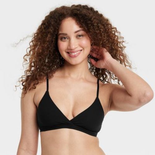 Women's Luxe Stretch Unlined Triangle Bralette - Auden™ Black M: Mesh Liner, Adjustable Strap, Light Support