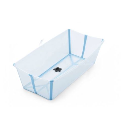Stokke Flexi Bath Tub - XL - Ocean Blue: Drain Plug, Temperature Indicator, Folds for Storage, 46 lbs Capacity