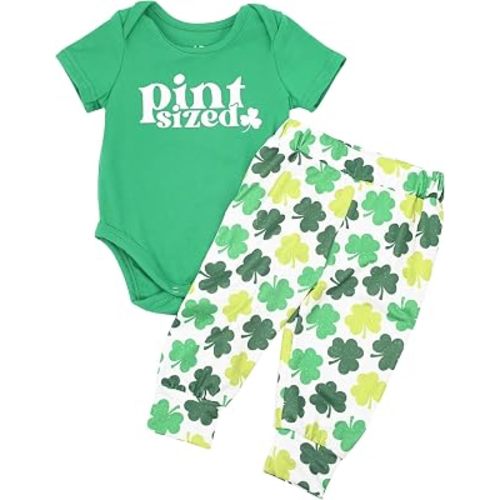 Baby Boys Girls 2pc Outfit Set Short Sleeve Bodysuit with Pants