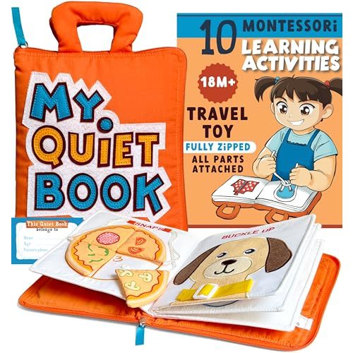 My Quiet Book - Plane Toys for Toddlers 1-3, Car Toys for Toddlers 1-3 with 10 Montessori Activities, Toddler Girl Toys, Toddler Books, Christmas Toddler Gifts Stocking Stuffers Toddler Toys 1-2