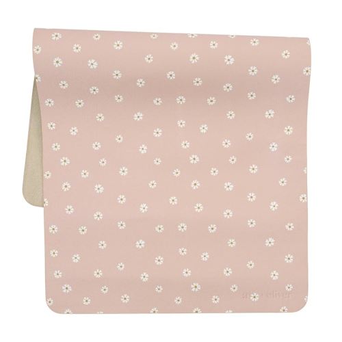 Vegan Leather Baby Changing Mat (16 X 30 in) - Multipurpose Wipeable and Portable Diaper Changing Pad - Foldable for Travel (Pink Daisies)