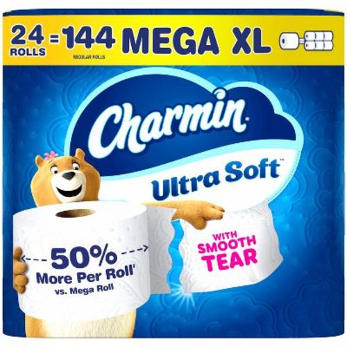 Charmin Ultra Soft Toilet Paper - 24 Mega XL Rolls: No Fragrance Added, Dye-Free