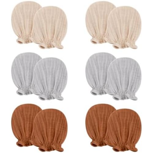 Pro Goleem Muslin Baby Mittens for Newborn, 100% Cotton No Scratch Soft Breathable Gloves for Boys and Girls 0-6 months
