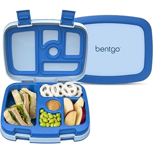 Bentgo Kids Bento-Style 5-Compartment Leak-Proof Lunch Box - Just-Right Portions for Ages 3 to 7, Durable, Drop-Proof, Dishwasher Safe, PFAS & BPA-Free & Made with Food-Safe Materials (Blue)