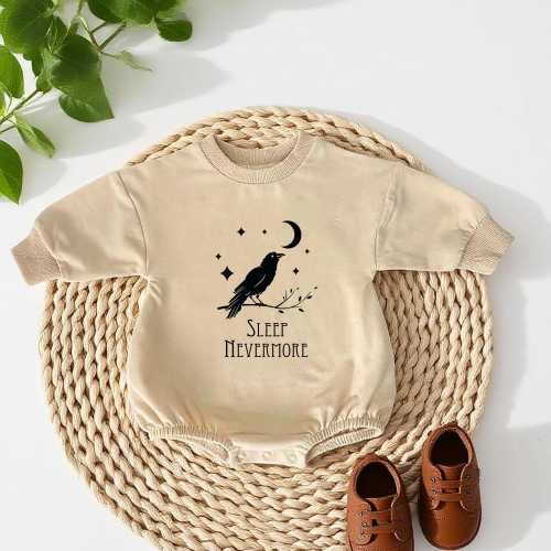 Sleep Nevermore Baby Romper, Edgar Allan Poe Baby Bodysuit, Cotton Baby Shower Gift, Raven Baby Creeper, Funny Baby Bookworm Romper