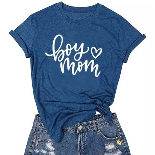 Boy Mom Tee Shirt for Women Short Sleeve Graphic Mom Gifts Tee Shirts | mothers day gifts