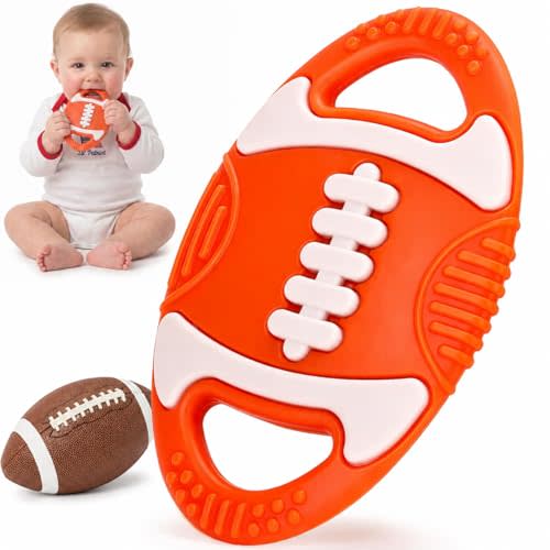 Baby Teething Toys Silicone Baby Football-Themed Teether Over 3 Months | Sensory Chew Toys - Baby Teether for Teething Relief - BPA Free Infant Toys Baby Shower Gifts