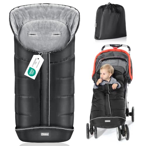 Orzbow Stroller Footmuff Universal, Weather-Proof Baby Bunting Bag, Warm | Ultra-Plush Blanket Cover with Reflective Strips, Machine Washable, Easily Attaches to Most Strollers, Baby Winter Essentials