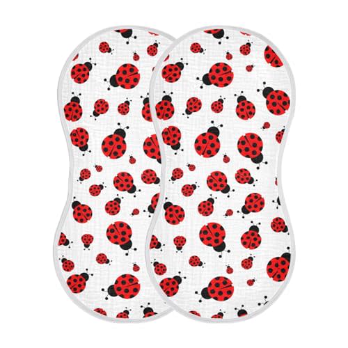 Baby Boys Girls Ladybugs Muslin Burp Cloths, 2 Pack | 22 x 11 Inch, Ultra Absorbent, Washcloths, Newborn Towel, Milk Spit Up Rags