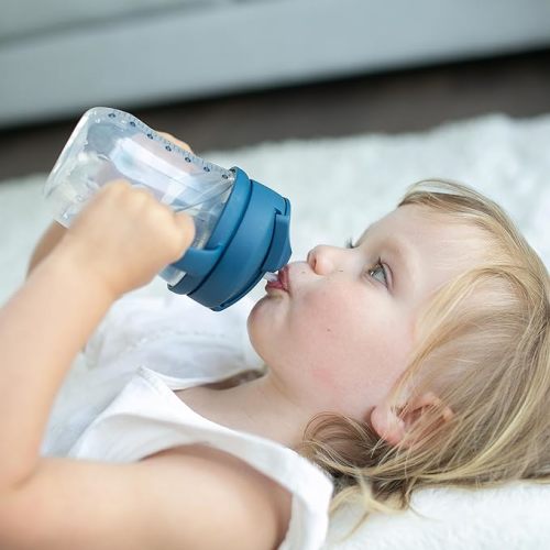 Dr. Brown's Milestones Baby's First Straw Cup, Training Cup with Weighted Straw, 9oz/270mL, Dark Blue, BPA Free, 6m+