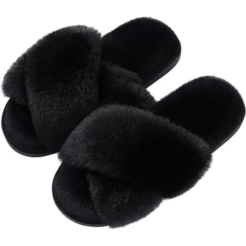 Evshine Memory Foam Fuzzy House Slippers for Women