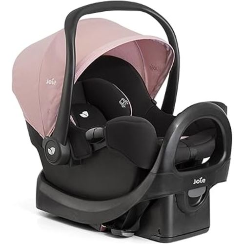 Joie Rue Lightweight Infant Car Seat & Anti-Rebound Base –Side-Impact Protection, 5-Point Harness, and UPF 50+ Canopy for Newborns and Infants (Blush)
