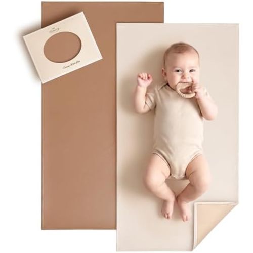 Konssy Faux Leather Waterproof Baby Changing Mat 2 Pack, Regular, 32"x20"