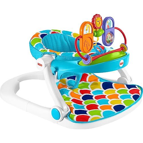 Fisher-Price Baby Portable Baby Chair,Deluxe Sit-Me-Up Floor Seat with Removable Toys and Snack Tray,Happy Hills